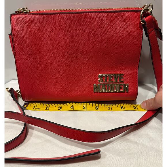 Steve Madden Logo Women’s Zip Crossbody Shoulder Bag designer Cherry Red Evening - Picture 3 of 11